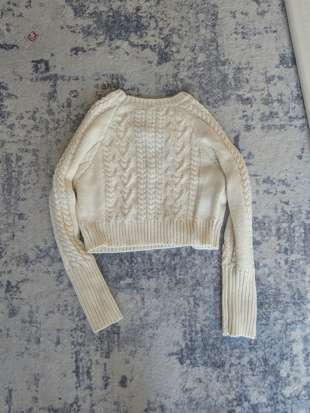 Pretty Garbage Cream Cable Knit Heart Cutout Crop Sweater - Picture 5 of 5